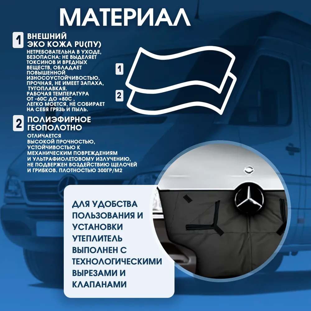 Утеплитель радиатора Mercedes-Benz Sprinter Classic 909 кузов с 2013г. — изображение 3