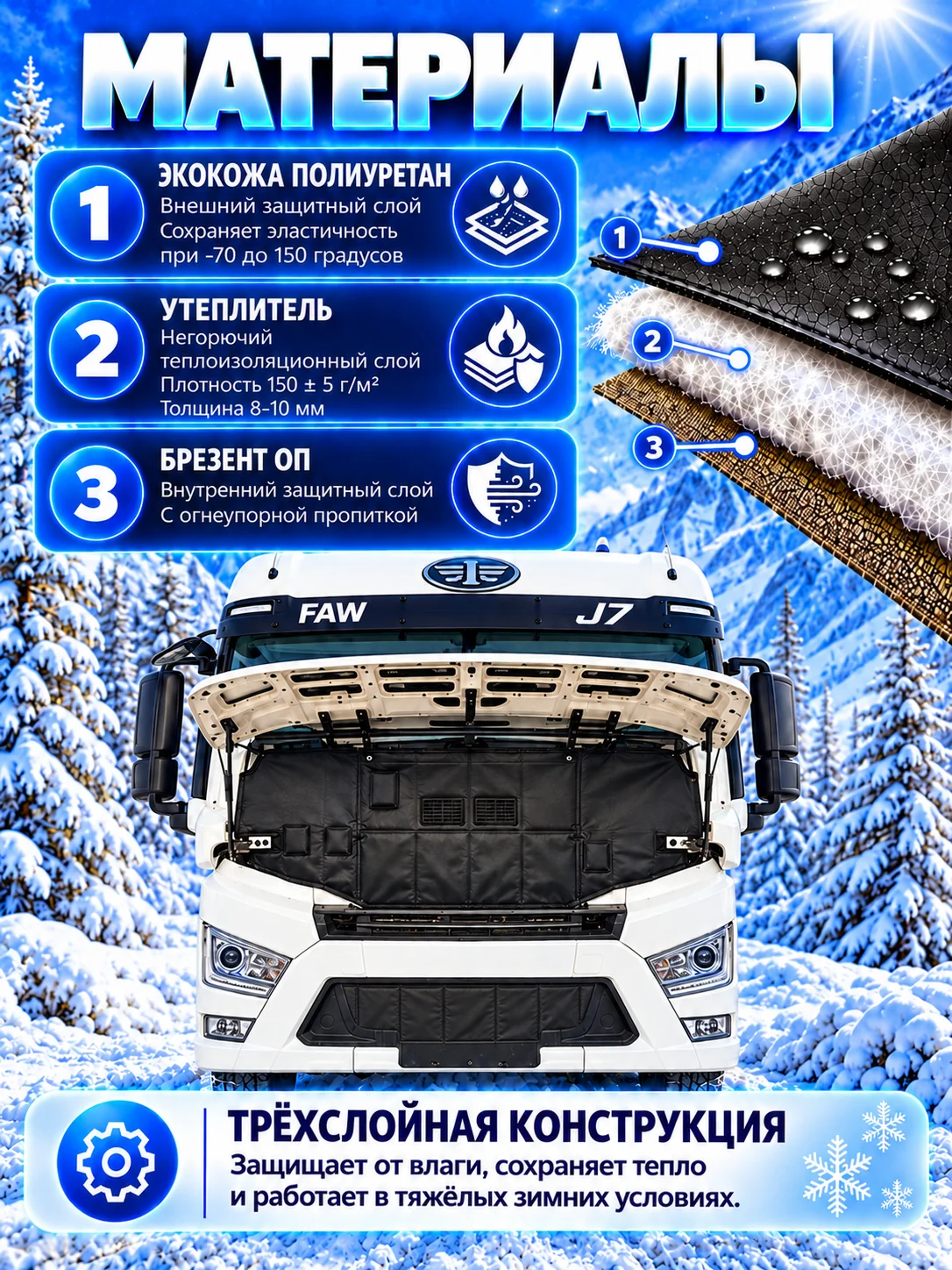 Утеплитель кабины и радиатора FAW J7